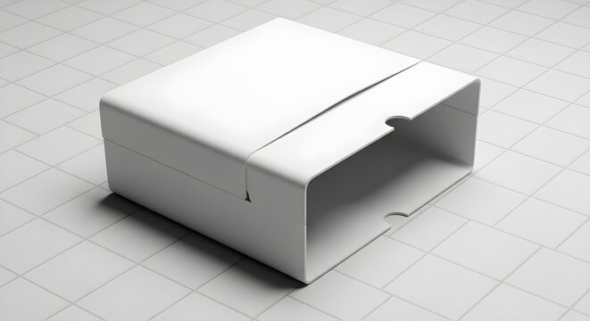 Empty white cardboard sliding box mockup isolated on white background