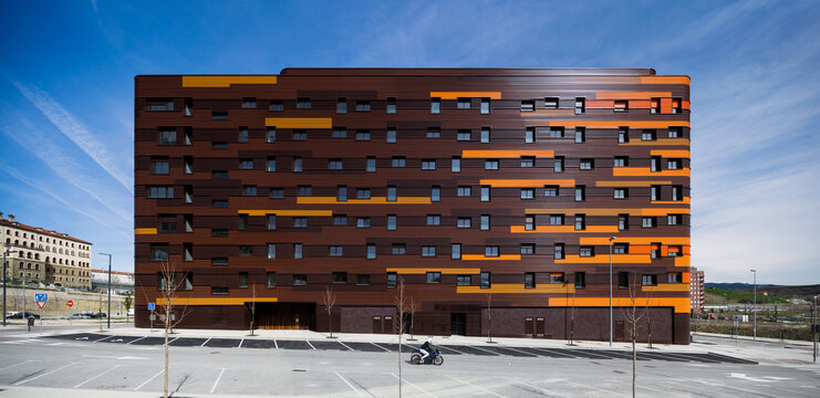 Modern passive house building with urban coliving design