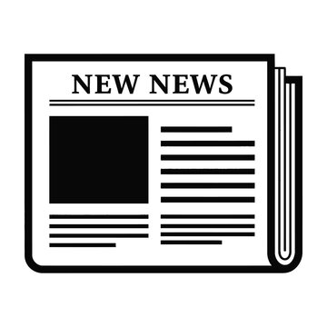 Newspaper Icon with Headline Text Isolated on White Background for Media and Journalism Design