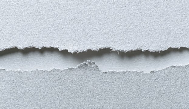 Close-up of a torn paper edge with rough texture and dark shadow.