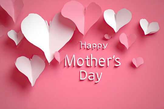 Happy Mother's Day Pink Hearts Greeting Design