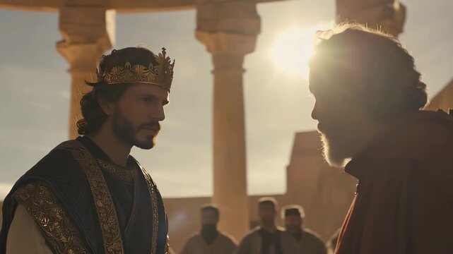 Biblical Scene of Jonathan and David Forming a Sacred Covenant