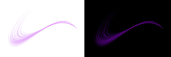 Abstract purple light trails forming stylish checkmark motion effect on both transparent png and isolated black background © Design_Tree1