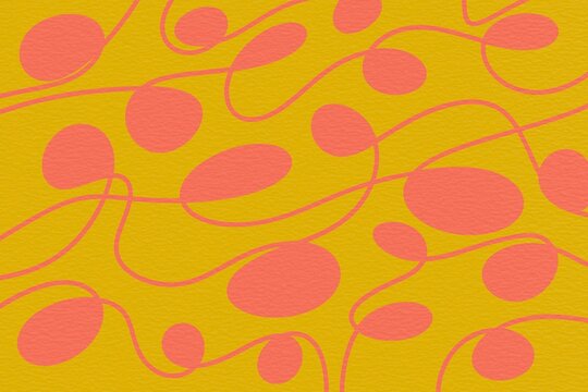 Abstract organic pattern illustration with coral blobs and lines