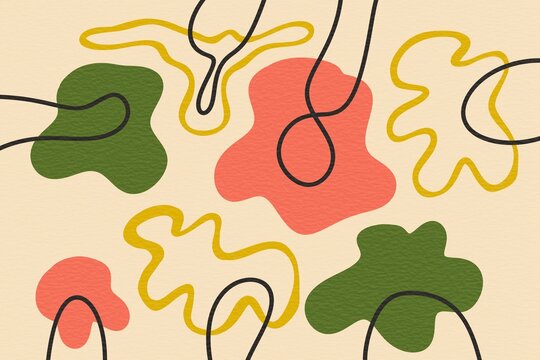 Abstract organic pattern with wavy lines and soft blobs