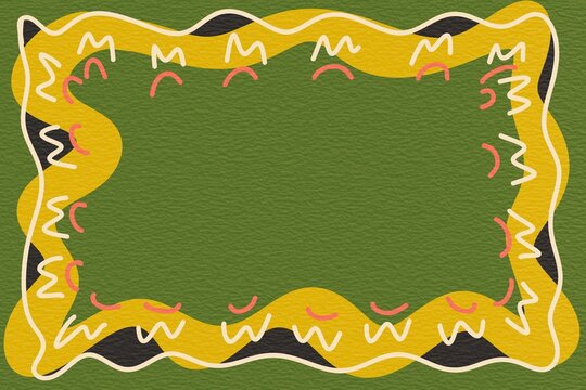 Abstract organic border frame on textured green background