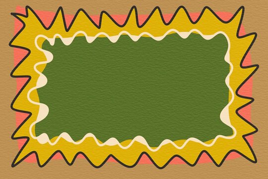 Abstract organic frame with green center and wavy border