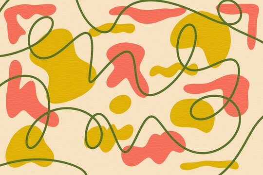 Abstract organic pattern illustration with flowing line and blobs