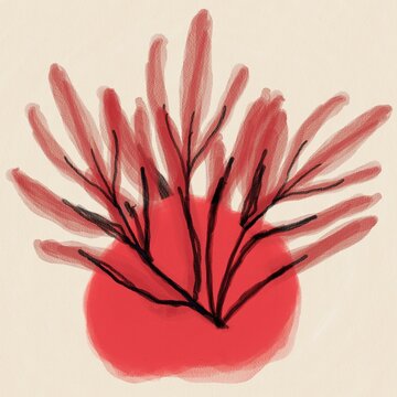 Abstract botanical illustration with coral-like branches