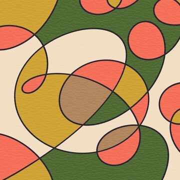 Abstract geometric circle pattern with retro earthy colors