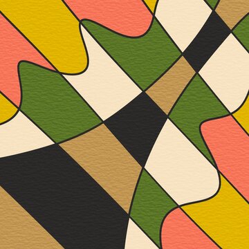 Abstract geometric pattern with wavy blocks and diagonal grid