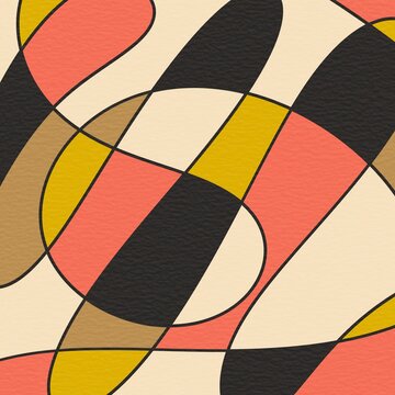 Abstract geometric loop pattern in mid-century color blocks