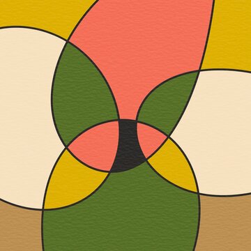 Abstract geometric overlap pattern with circles and arches