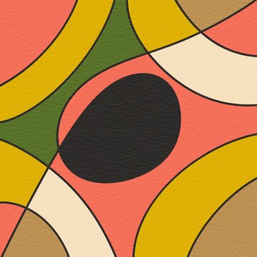 Abstract geometric pattern with curved arcs and bold oval