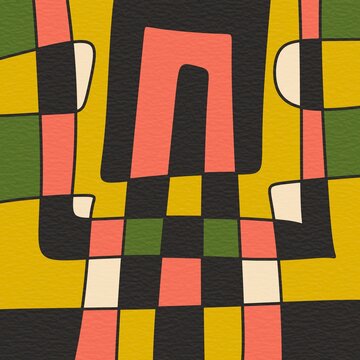 Abstract geometric block pattern in retro colors background