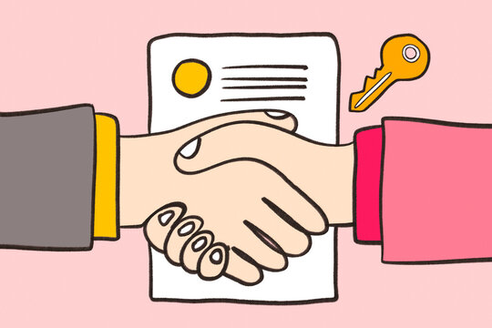 Business handshake over contract for financial agreement