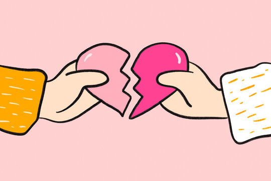 Broken heart in hands symbolizing financial contract breakup