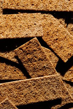 Crisp texture of healthy rye crispbread snack