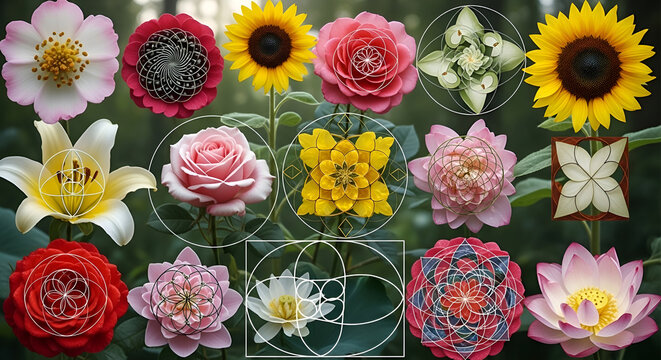 Geometric Flower Patterns Nature's Sacred Geometry  Fibonacci Sequence