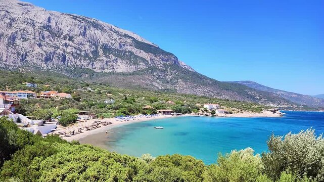 The beach Limnionas in Samos island, Greece