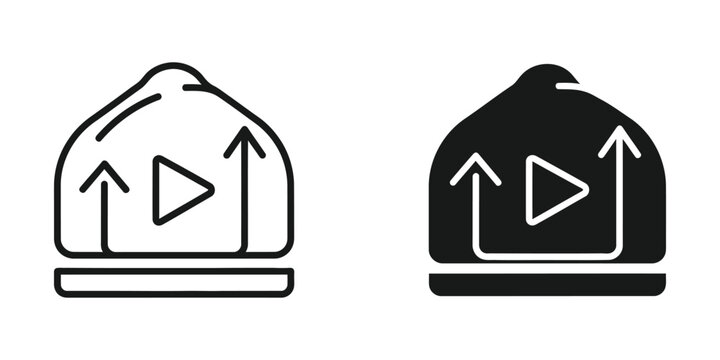 Comparison of old and modern media player icons with volume and play controls