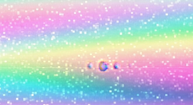 a colorful rainbow background with white dots and a shiny object in the center of the image is very 