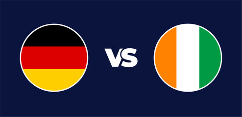 Germany vs Ivory Coast national flags in circle format, circular flag icons, vector illustration of rivalry concept © Breno