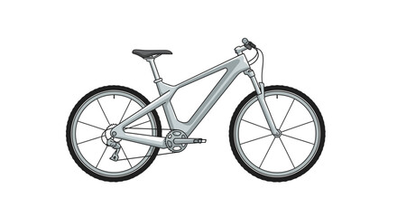 Naklejka premium Modern Mountain Bike Illustration: Sleek Design, Full Suspension, and Advanced Components on White Background