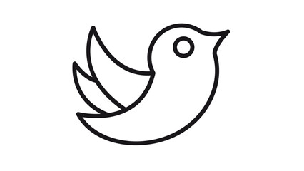 Stylized black vector icon of a flying bird with outstretched wings, minimalist line art illustration of a songbird silhouette symbol for modern logo design, branding, and graphic web interface. © Sobia