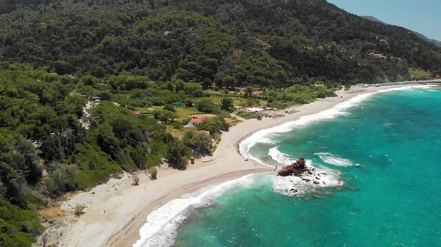 The beach Potami in Samos island, Greece