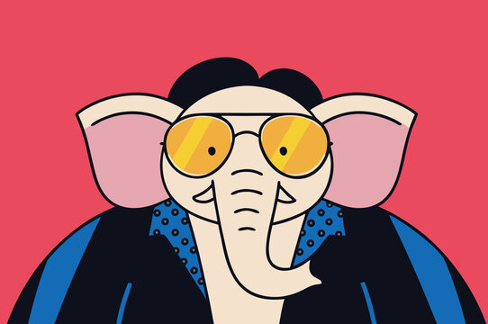 Creative design of an elephant wearing sunglasses