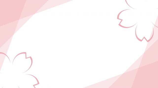 桜2とシンプルなビジネスコーナーフレーム 桜色 パターン04 背景 白 ループ