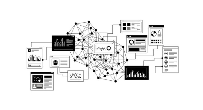 A clean, minimalist illustration depicting a modern workspace, evoking focus, productivity, and the blend of digital and analog elements in today's wo