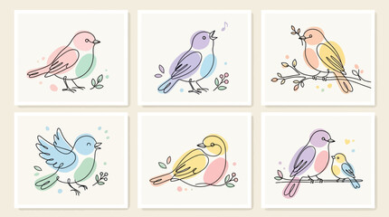 Obraz premium Colorful birds on a branch.