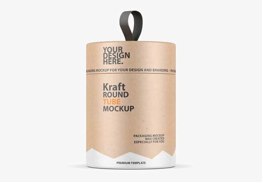 Round Kraft Paper Tube Mockup