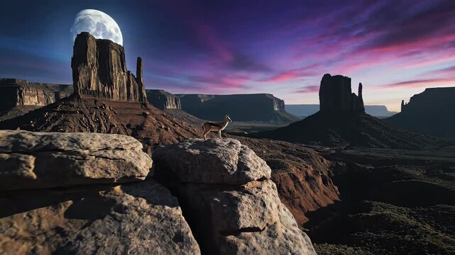Klipspringer Gazing at the Moonlit Desert Sunset