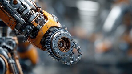 Obraz premium Close up of a robotic arm in a technological setting with industrial design