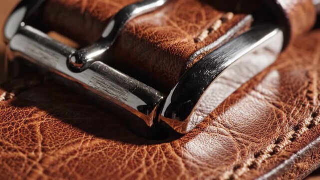Leather belt with metal buckle