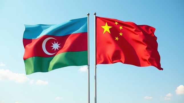 Flags of China and Azerbaijan