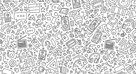 Obraz premium Intricate black and white doodle art a chaotic collection of hand drawn shapes and patterns