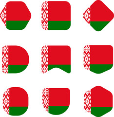 Belarus flag icons, vector set of 9, red green white patterns, national symbols © Global Studio