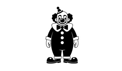 Fototapeta premium Black and White Clown Character Vector Illustration Front View Minimal Circus Design