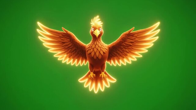 A glowing phoenix bird spreads its vibrant wings in a digital illustration.