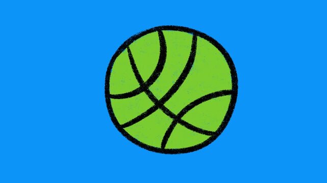 Hand-Drawn Basketball Sports Animation on Blue Screen | 2D Vector Athletic Ball Doodle | Minimalist Competition Game hand drawn animation for Video Editing