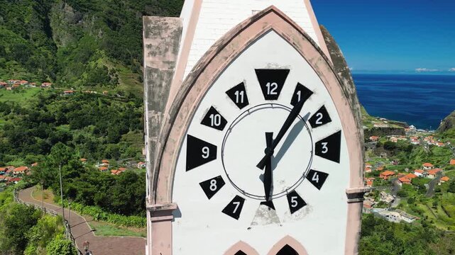 Clock Tower of Chapel of Our Lady of Fatima in Madeira island Portugal
