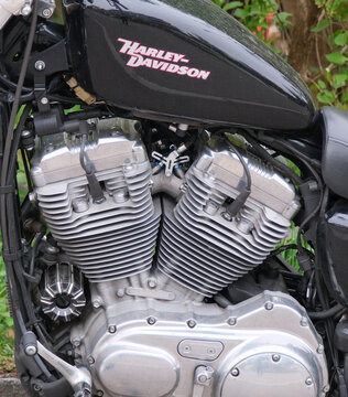 Luftgek&uuml;hlter Harley Davidson Sportster XL 883 V-Twin 2 Zylinder Motorrad Motor, Z&uuml;rich 12 April 2026