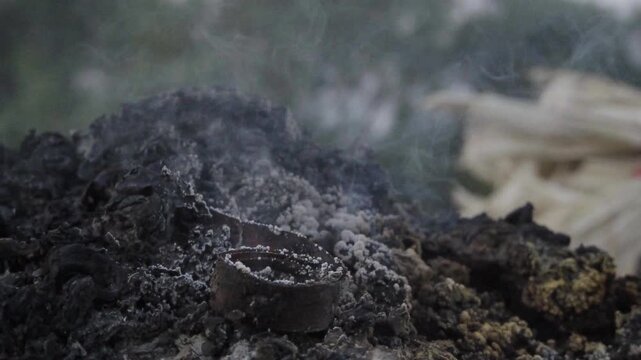 Mumbai, India - 15 February 2026: Garbage burning with visible smoke, highlighting environmental pollution and waste management issues.