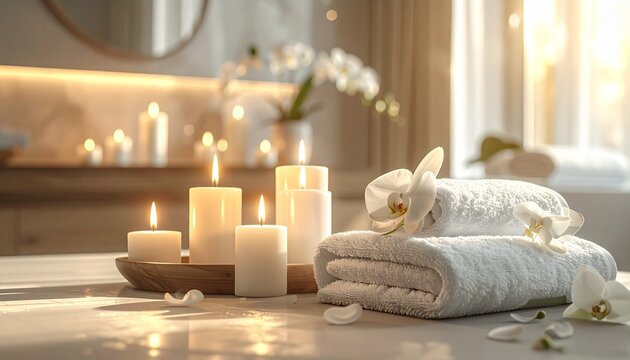 Luxus Spa mit Duftkerzen und Orchideen