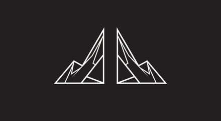 Abstract Geometric Mountain Peaks Symmetrical Design, black background © ZAENAL