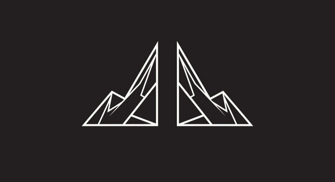 Abstract Geometric Mountain Peaks Symmetrical Design, black background